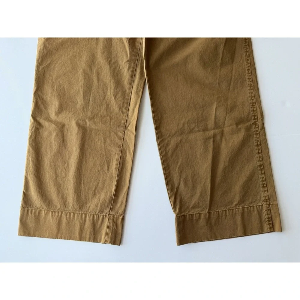 Free People Women's M Brown Paperbag Waist Cropped Wide Leg Pants 100% Cotton
